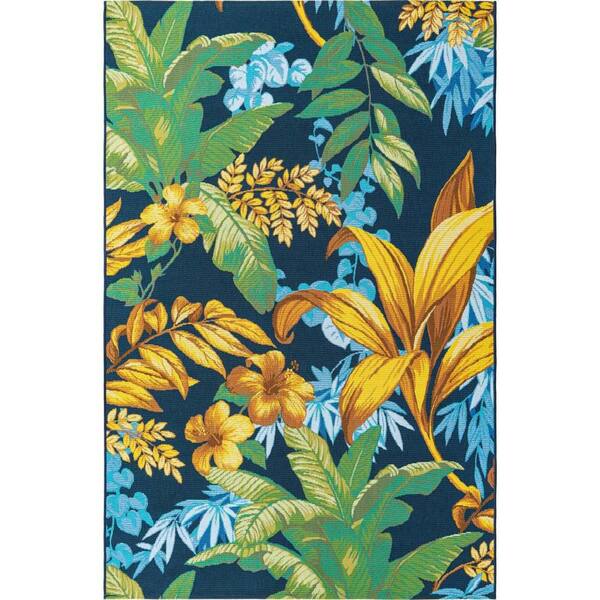 Unique Loom Outdoor Botanical Calypso Multi 5 ft. 3 in. x 8 ft. Area