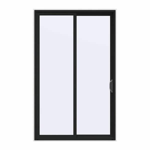 JELD-WEN 60 in. x 96 in. V-4500 Contemporary Bronze FiniShield Vinyl Right-Hand Full Lite Sliding Patio Door w/White Interior