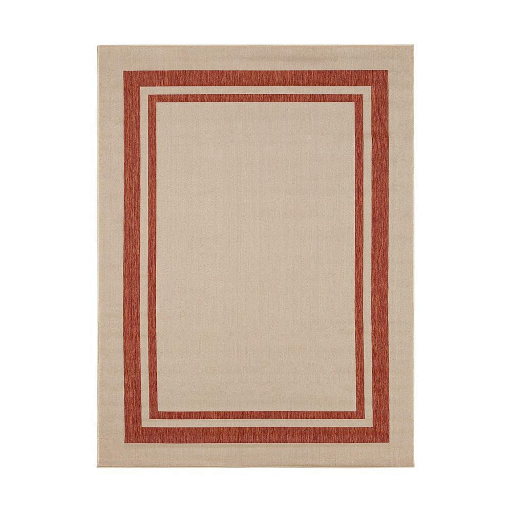 Hampton Bay Flatweave Chili Double Border 6 ft. 6 in. x 9 ft. Indoor ...