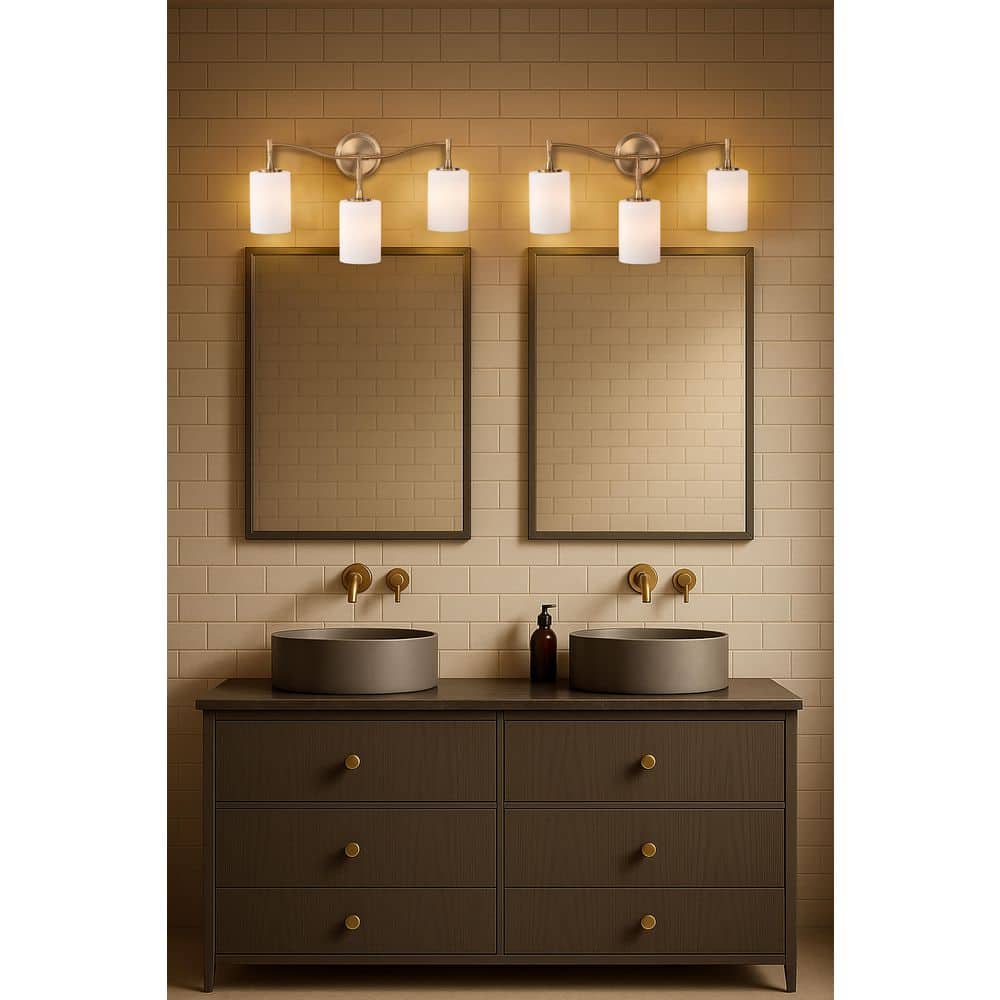 Liam 22 in. 3-Light Burnished Brass Vanity Light with White Opal Glass Shade price history on PriceWatchPro