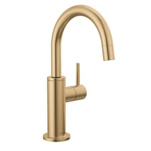Contemporary Round Single Handle Beverage Faucet in Champagne Bronze Gold