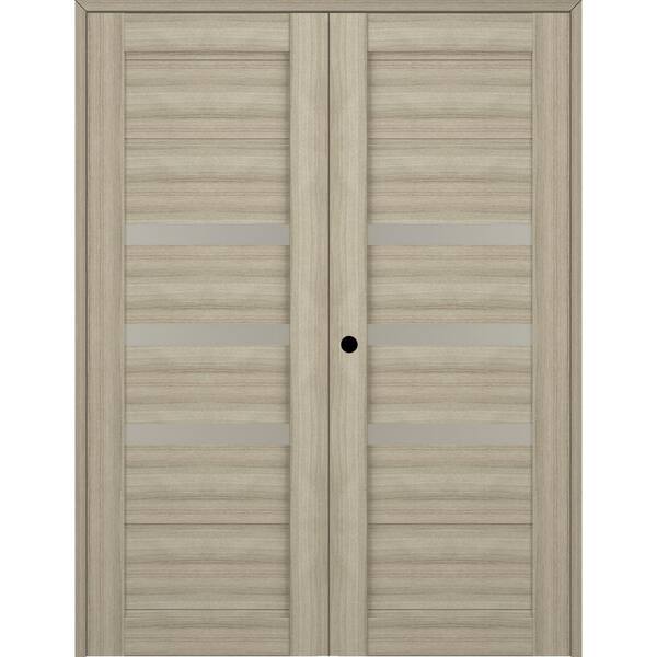 Belldinni Rita 64 in.x 84 in. Right Hand Active 3-Lite Shambor Wood Composite Double Prehung Interior Door