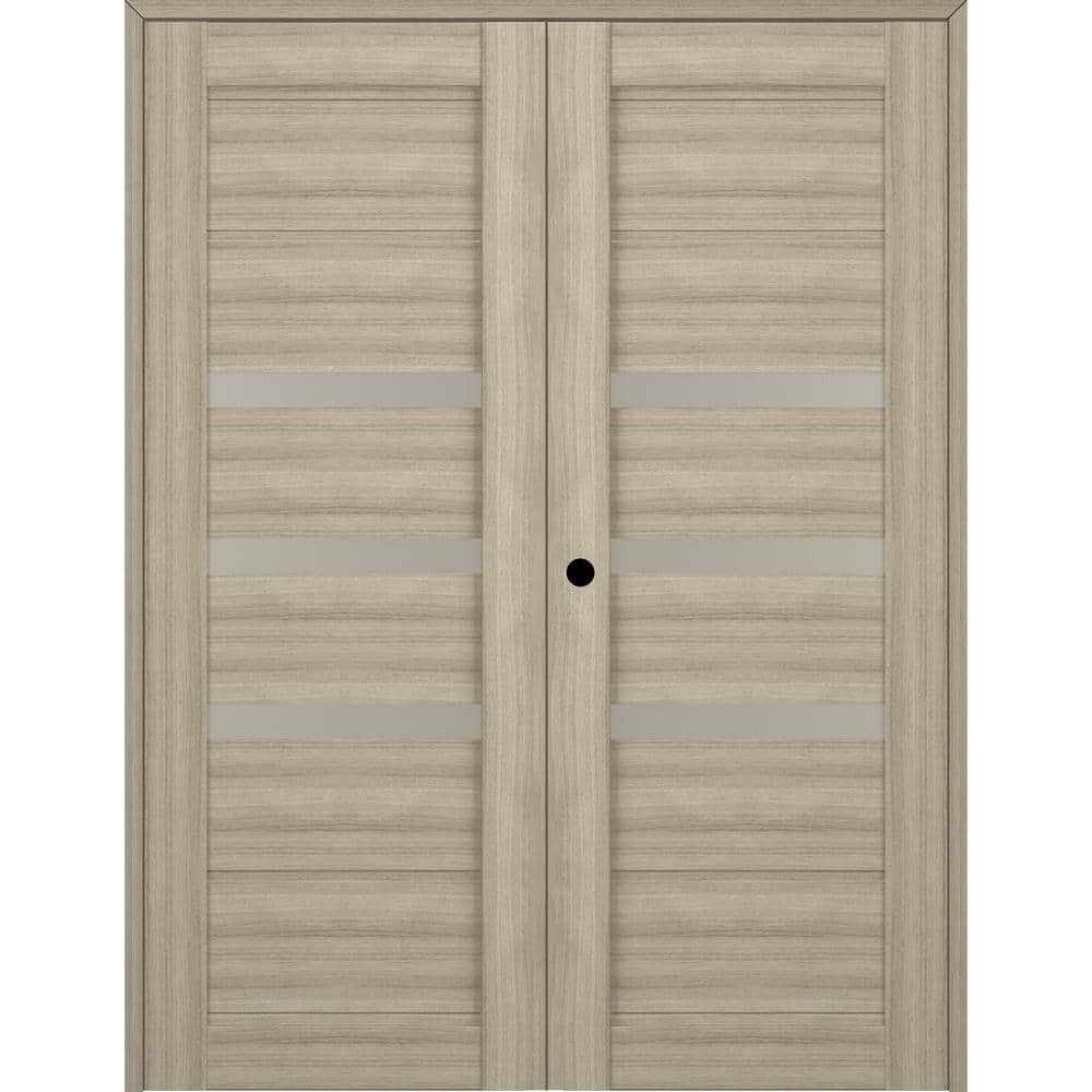 Rita 36 in.x 96 in. Right Hand Active 3-Lite Shambor Wood Composite Double Prehung Interior Door price history on PriceWatchPro
