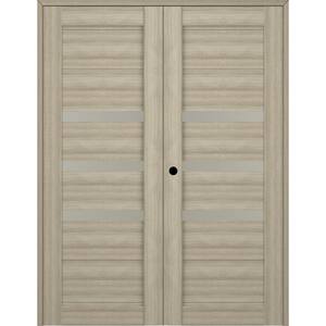 Rita 48 in.x 96 in. Right Hand Active 3-Lite Shambor Wood Composite Double Prehung Interior Door