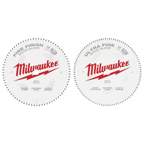 Milwaukee 12 in. x 80TPI Carbide Circular Saw Blade & 12 in. x 100-Tooth Ultra Fine Circular Saw Blade (2-Piece)