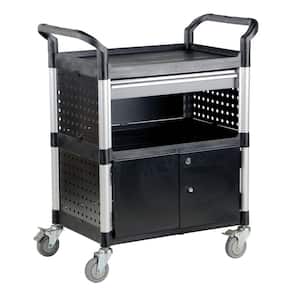 33 in. x 19 in. 3-Shelf Commercial Cart with Doors