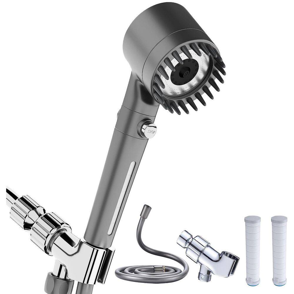 1-Piece High Pressure Handheld Shower Head with 59 in. Replacement Hose in Gray, 3 Modes Filtered, 4 Spray Modes price history on PriceWatchPro