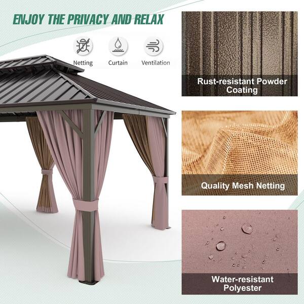 COOS BAY 12 ft. x 18 ft. Brown Extra-Large Hardtop Patio