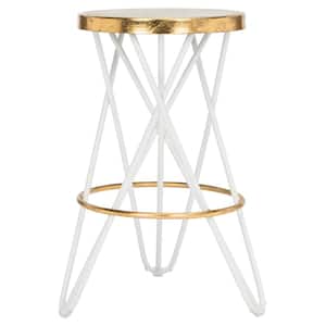 Lorna 24 in. White and Gold Counter Stool