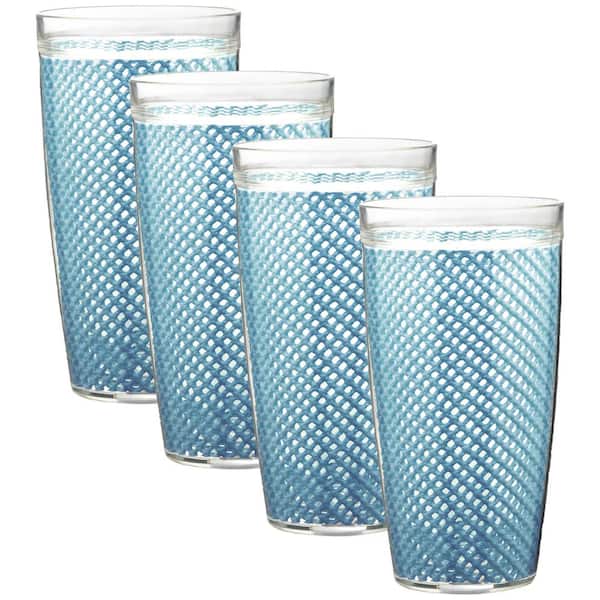Kraftware Corp. Fishnet 22 oz Niagara Blue Doublewall Drinkware Set of 4