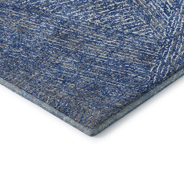 Mayfield Premium Machine Washable Abstract AMF991 Navy 9 ft. x 12 ft. Area Rug