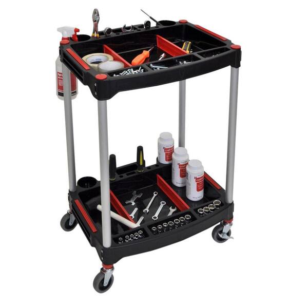 Luxor 18 in. x 11 in. Multipurpose Storage Cart, Black/Red