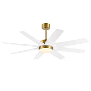 Arthur 56 in. Integrated LED Indoor White-Blade Gold Ceiling Fans with Light and Remote Control Included