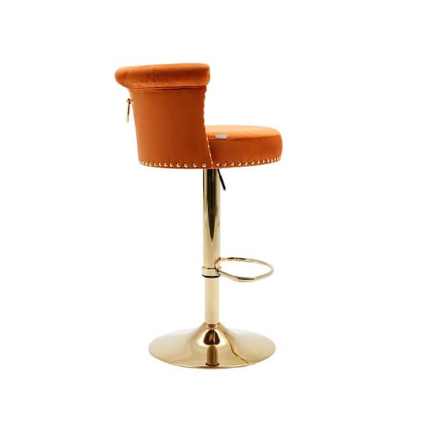 Contemporary Cozy Mid-Back Orange Vinyl Adjustable Height Barstool with  Chrome Base [FLF-DS-815-ORG-GG] 
