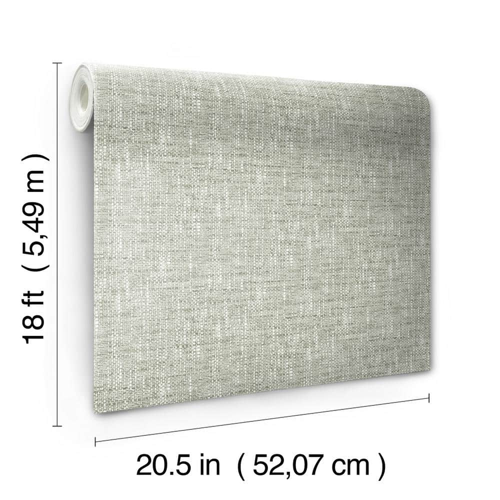 Sage Green Textured Poplin Peel and Stick Wallpaper