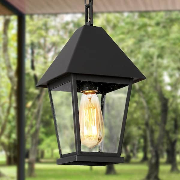 Uolfin 13.4 in. 1-Light Black Modern Traditional Damp Rated Pendant Light, Bathroom, Dining Room, Kitchen Island Ceiling Light