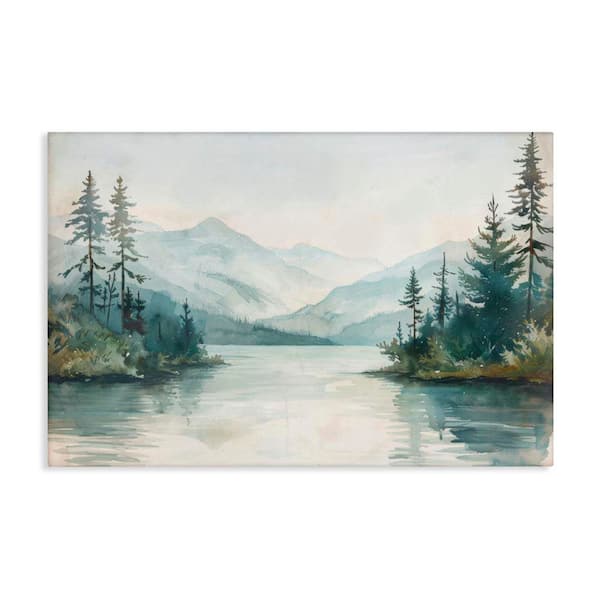 Mountain Lake in Springtime by LSR Design Studio Unframed Nature Graphic Art Print 24 in. x 36 in.