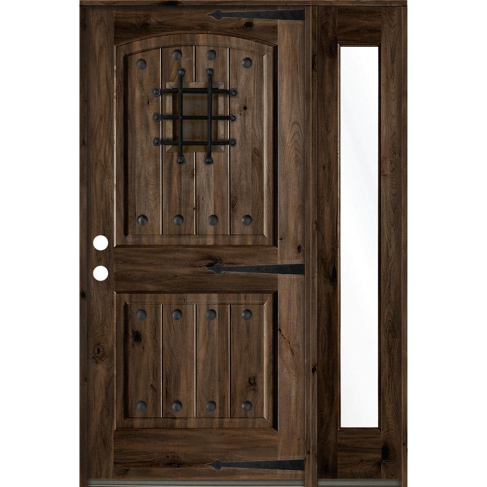 44 in. x 80 in. Mediterranean Knotty Alder Right-Hand/Inswing Clear Glass Black Stain Wood Prehung Front Door w/RFSL price history on PriceWatchPro
