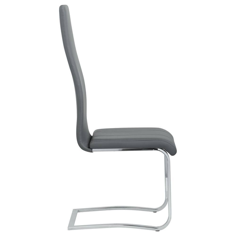 High-Back Gray Faux Leather Side Chair with Chrome Frame