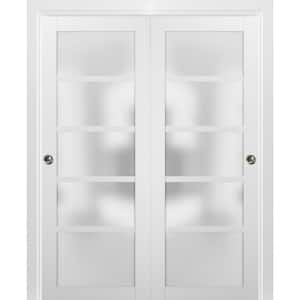 56 in. x 84 in. Single Panel White Finished Solid MDF Sliding Door with Closet Bypass Hardware