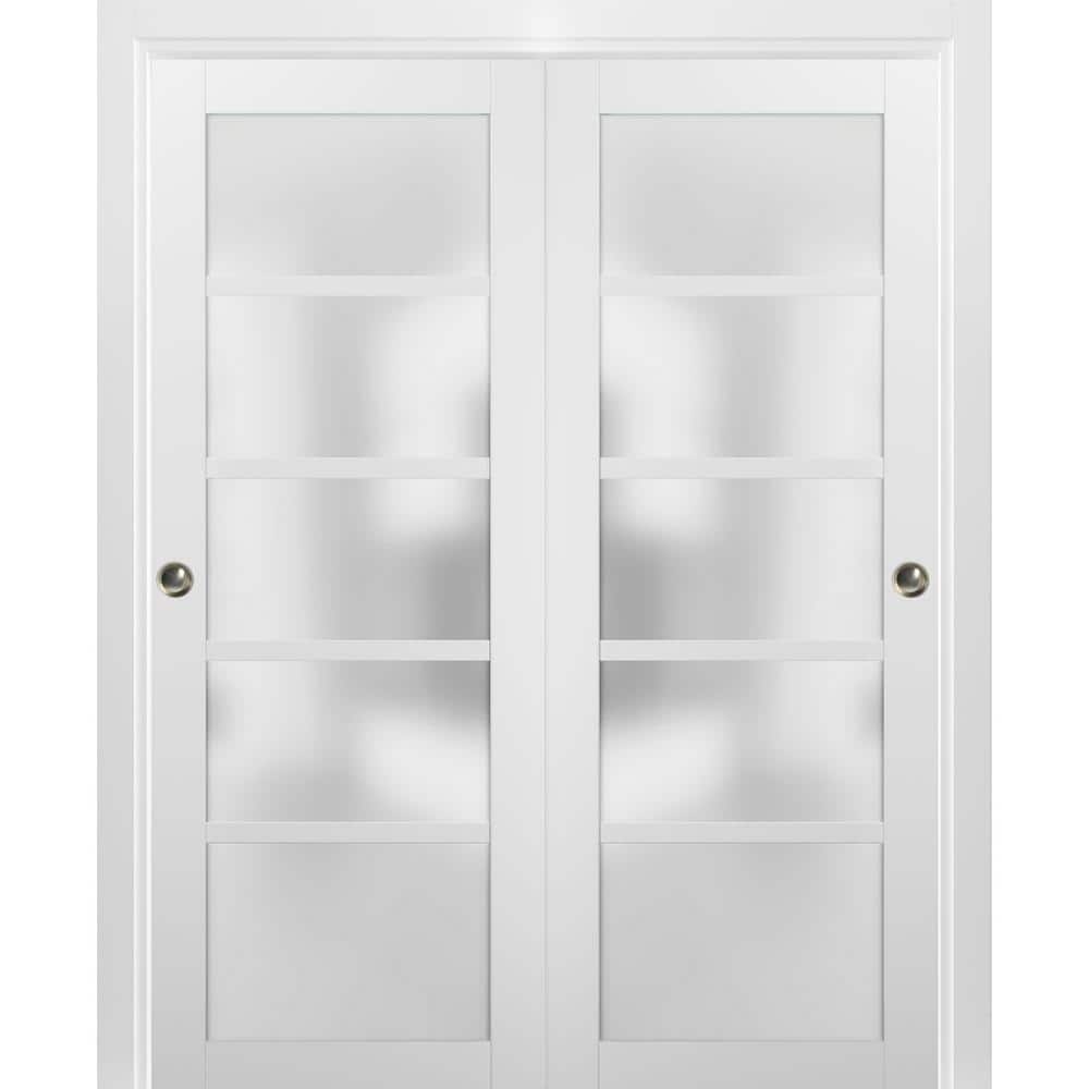 Sartodoors 64 in. x 80 in. Single Panel White Finished Solid MDF Sliding Door with Closet Bypass Hardware -  4002DBDWS64