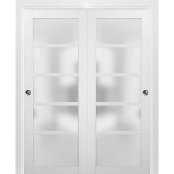 Sartodoors 4002 72 in. x 80 in. Single Panel White Finished Solid MDF Sliding Door with Closet Bypass Hardware
