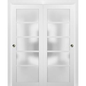84 in. x 96 in. Single Panel White Solid MDF Sliding Door with Closet Bypass Hardware