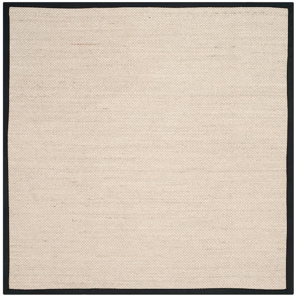 SAFAVIEH Natural Fiber 10 ft. x 10 ft. Marble/Black Woven Border Square Area Rug