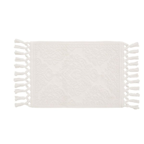 Jean Pierre NEW YORK Ricardo Cotton Fringe 21 in. x 41 in. Bath Rug in Ivory