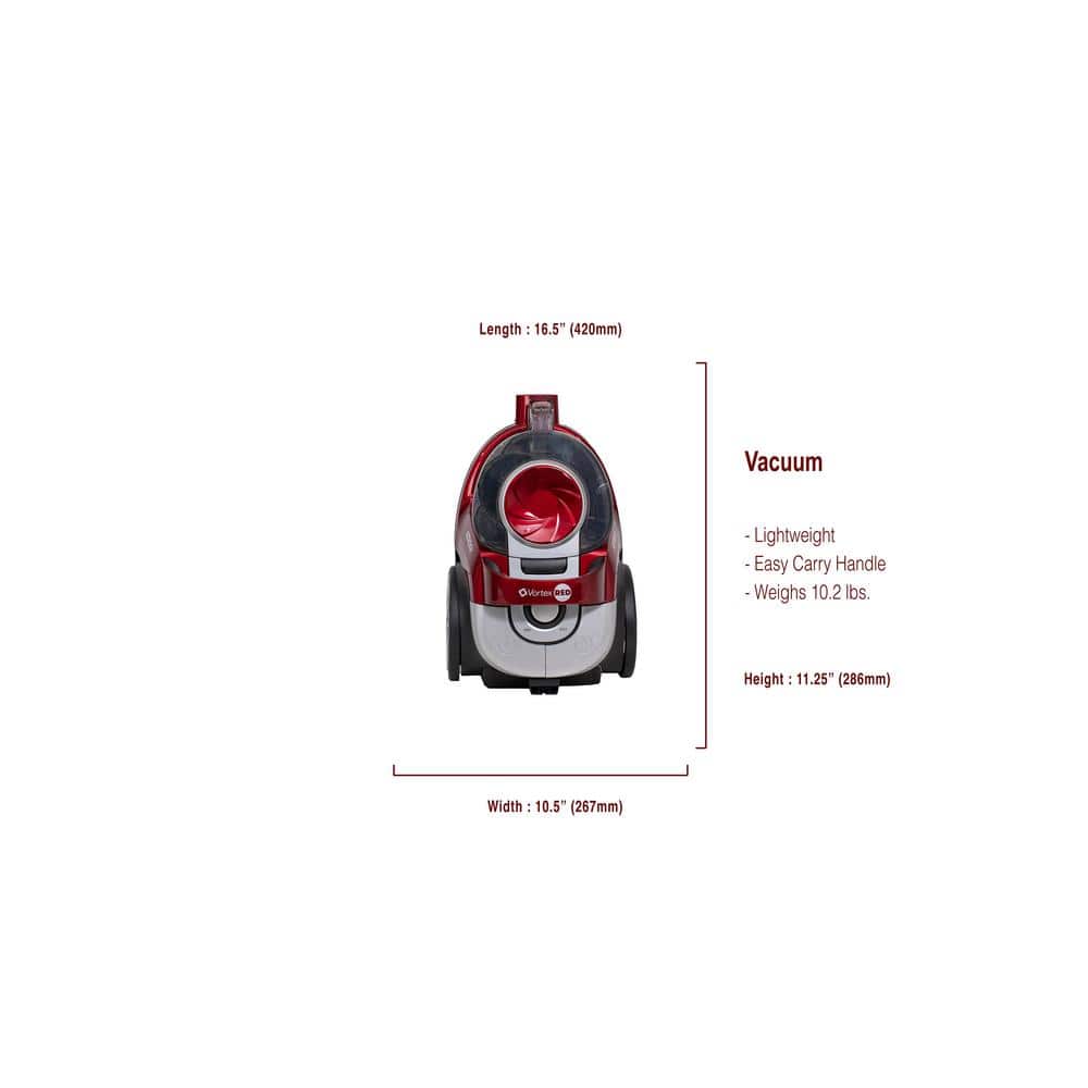 Vortex Red Bagless HEPA Canister Vacuum for Commercial Use