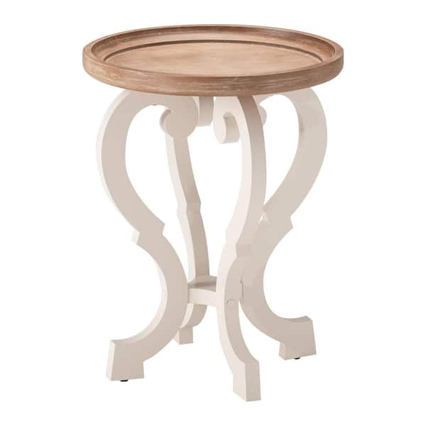 FUIN Farmhouse 25.25 in. Natural Brown Wood Tray Top End Table with Crossed Legs (19.6 in. W x 19.6 in. D x 25.25 in. H)