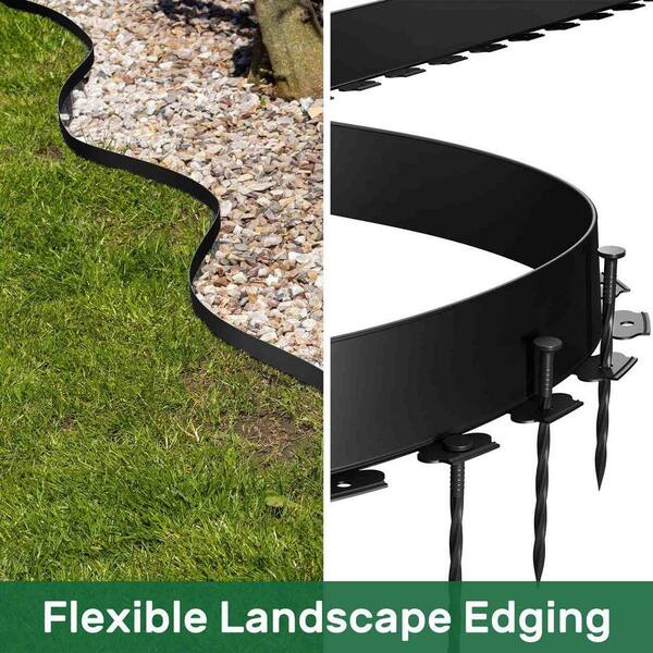 Angel Sar 49 ft. L x 3 in. H Black Plastic Landscape No-Dig Edging