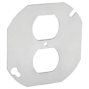 4 in. W Steel Gray 1-Gang Flat Blank Duplex Receptacle (1-Pack)