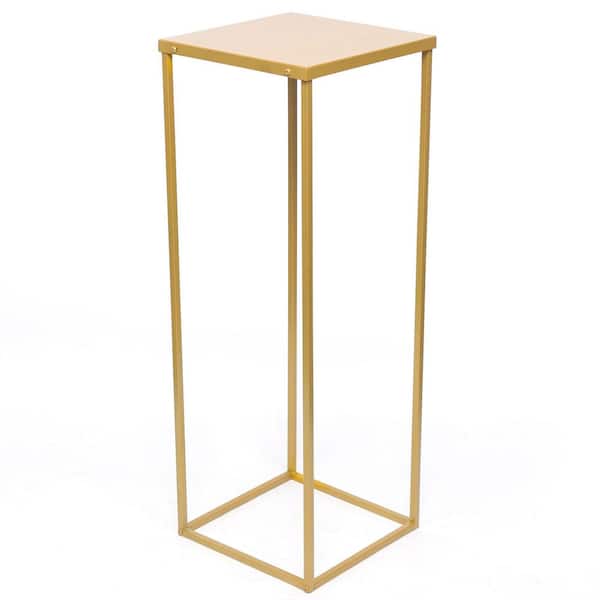 YIYIBYUS 27.6 in. H x 9.8 in. W Metal Gold Outdoor Plant Stand Flower ...