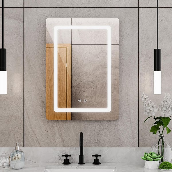 Brilliance 20 in. W x 28 in. H Rectangular Frameless Light-up Wall Mounted Bathroom Vanity Mirror