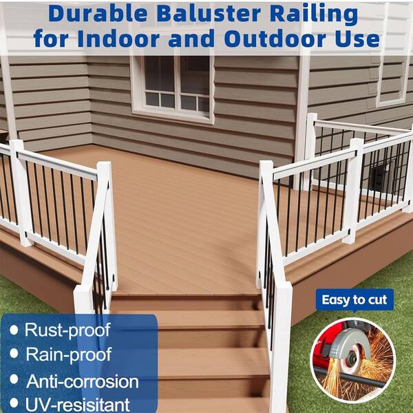 36 in. H x 0.75 in. W Black Iron Stair Railing Kit with Screws（100 Pack）