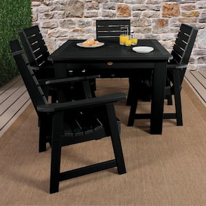 Weatherly Black 5-Piece Recycled Plastic Square Outdoor Dining Set