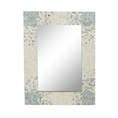 36 in. x 48 in. Grey Mussel shell Coastal Rectangle Wall Mirror