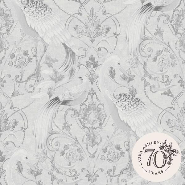 Laura Ashley Tregaron Silver Removable Wallpaper Sample