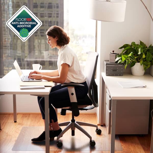 Floortex Advantagemat Clear 48 in. x 60 in. Vinyl Anti-Microbial Rectangular Indoor Chair Mat for Hard Floor