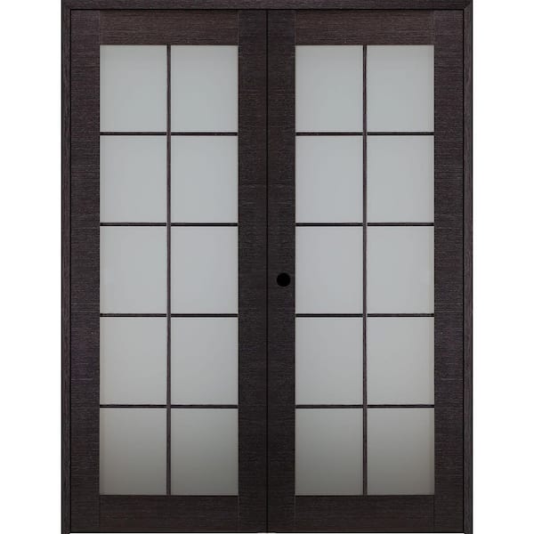 Belldinni 36 in.x 80 in. Right-Handed Active Black Apricot Glass Manufactured Wood Stard Double Prehung French Door
