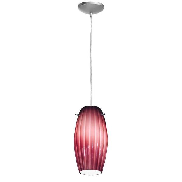 Access Lighting 1-Light Pendant Brushed Steel Finish Plum Glass-DISCONTINUED