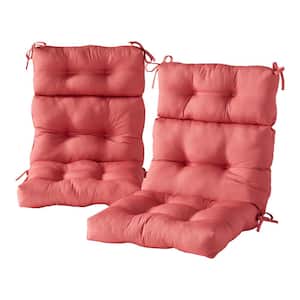 22 in. W x 44 in. H Outdoor High Back Dining Chair Cushion Solid in Coral (2-Pack)