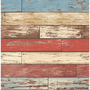 Levi Red Scrap Wood Paper Strippable Wallpaper (Covers 56.4 sq. ft.)
