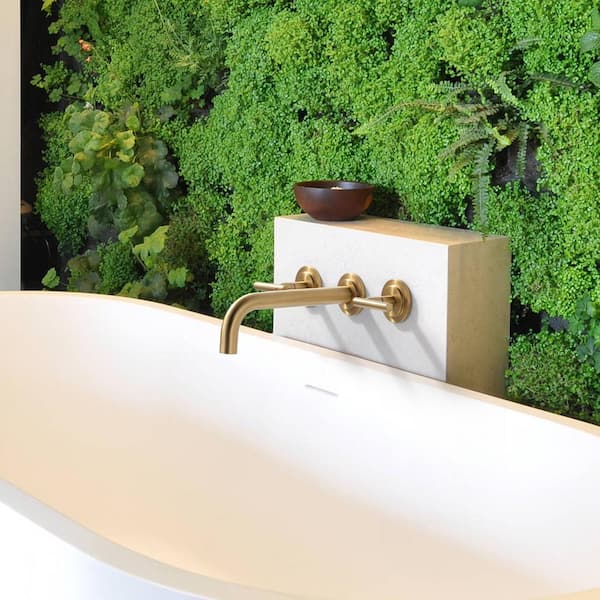 Double Handle Wall Mounted Bathroom Faucet in Gold
