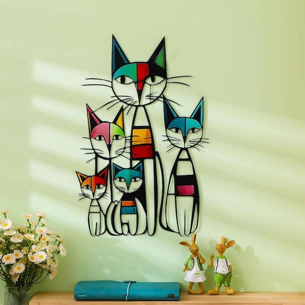 Cat Wall Art Decor Iron Wall Sculptures Decor 10.6 x 15.7 in