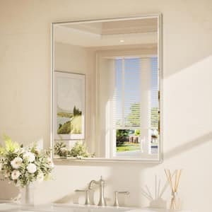30 in. W x 36 in. H Framed Brushed Nickel Mirrors for Bathroom Wall Beveled Mirror Bathroom Vanity Mirror Over Sink