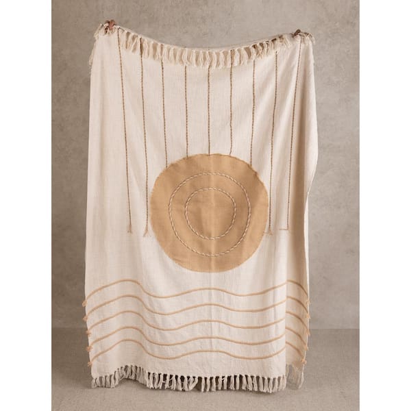 Zoya Ivory Throw Blanket 50 in. x 60 in.