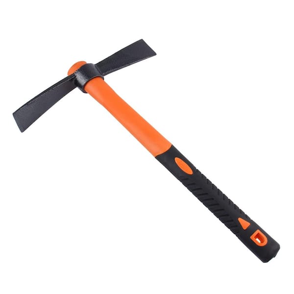 15-Inch Dual Head Axe Hoe with Forged Adze and Non-Slip Fiberglass Handle