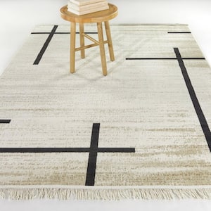 Reiss Cream 5 ft. x 7 ft. Striped Area Rug